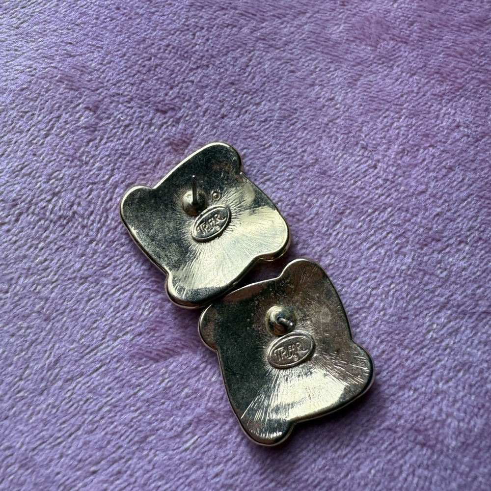 Vintage Black Gold Statement Earrings Lot Square Studs & Dangle Set of 3 Pairs - Picture 6 of 6
